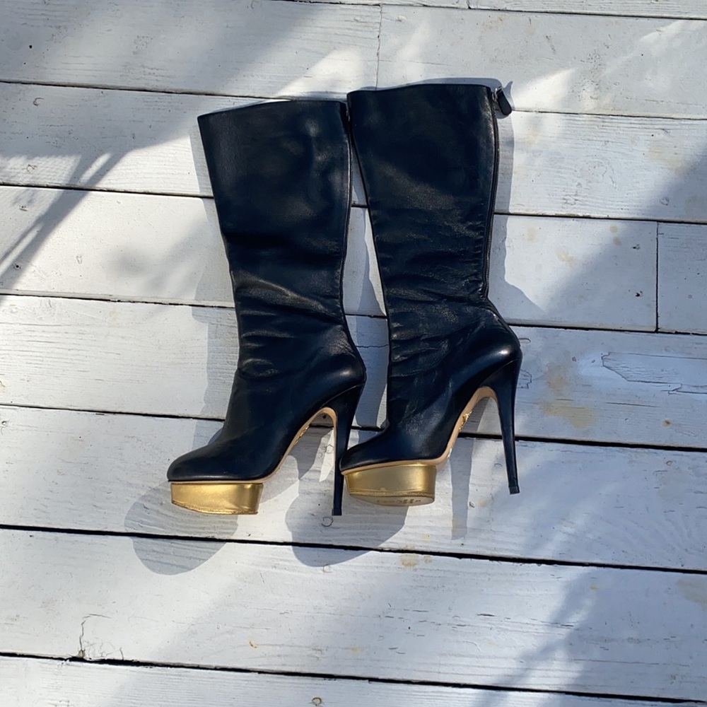 Charlotte Olympia knee high leather boots - Picture 2 of 4